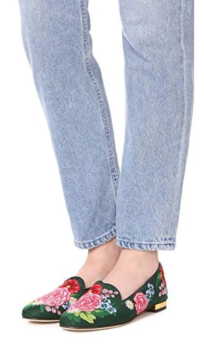 Shop Charlotte Olympia Rose Garden Slippers In Multi