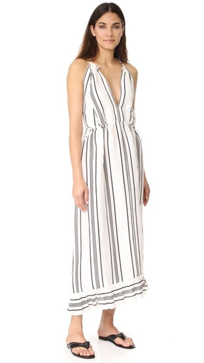 Apiece Apart Himalaya Striped Linen And Silk-blend Maxi Dress In Black White