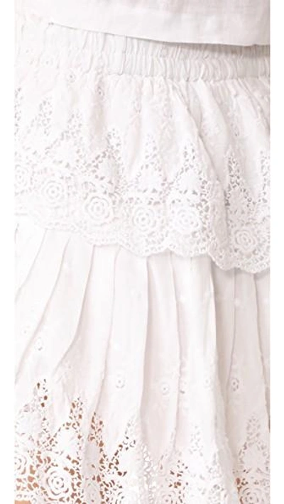 Shop Loveshackfancy Prairie Lace Ruffle Miniskirt In White
