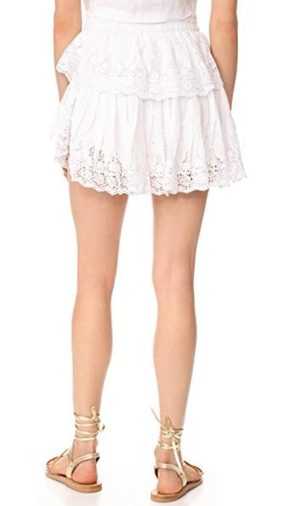 Shop Loveshackfancy Prairie Lace Ruffle Miniskirt In White