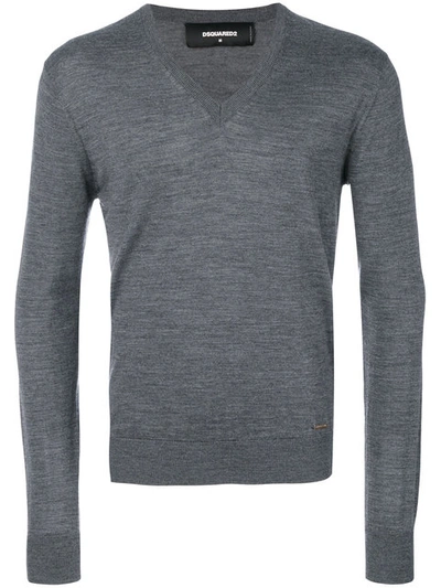 Dsquared2 Classic V-neck Jumper In Grey