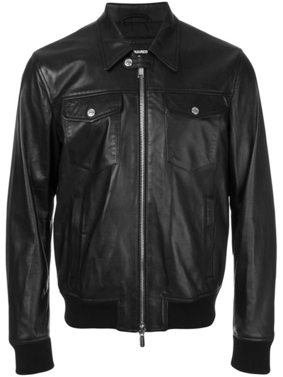 Dsquared2 Black Leather Jacket