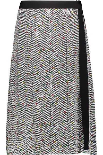 Christopher Kane Grosgrain-trimmed Printed Silk Crepe De Chine Skirt