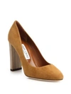 JIMMY CHOO LARIA 100 WOODEN-HEEL SUEDE PUMPS,0400094065067