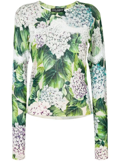 Shop Dolce & Gabbana Hydrangea Knitted Jumper