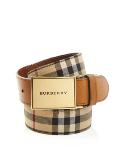 Shop Burberry Charles Horseferry Check Belt In Tan