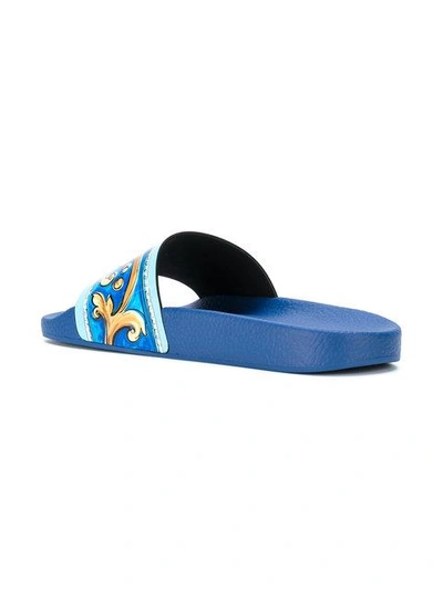 Shop Dolce & Gabbana Majolica Print Pool Slides