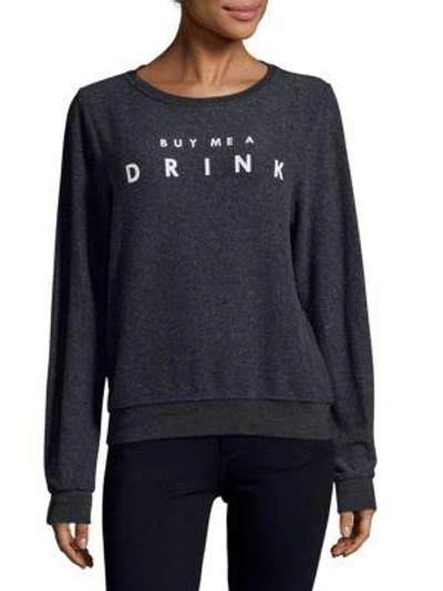 Wildfox Buy Me A Drink Sweatshirt In Clean Black