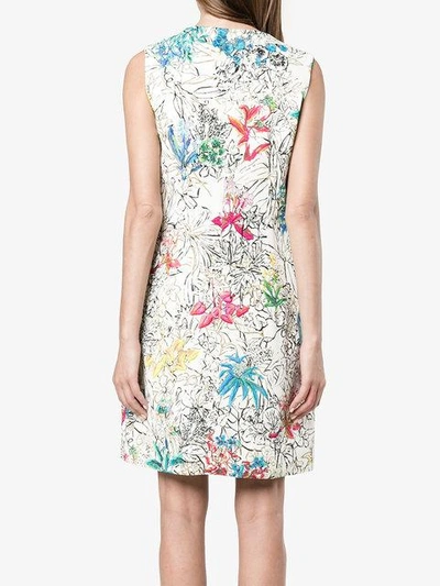 Shop Peter Pilotto Sleeveless Floral Print Mini Dress - White