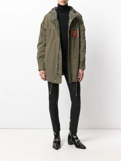 Shop Saint Laurent Hooded Military Parka Coat In 1340 Kaki Militare