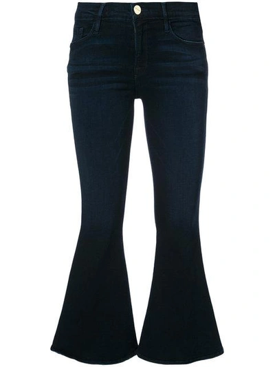 Shop Frame Kickflare Cropped Jeans In Blue