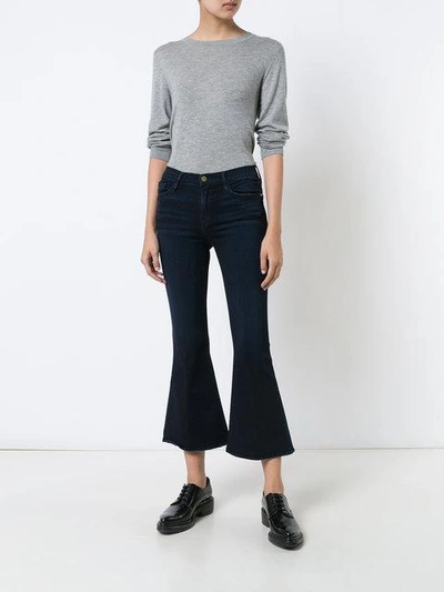 Shop Frame Kickflare Cropped Jeans In Blue