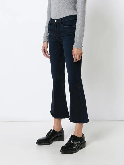 Shop Frame Kickflare Cropped Jeans In Blue
