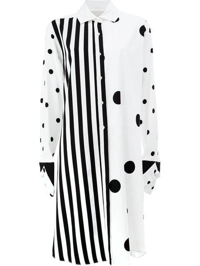 Shop Monse Contrast Prints Shirt Dress - White