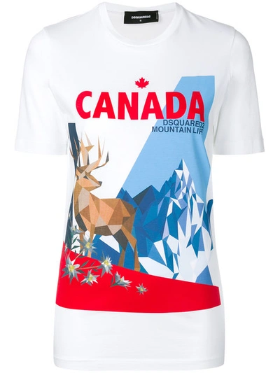 Dsquared2 Canada Mountain Print T-shirt In White
