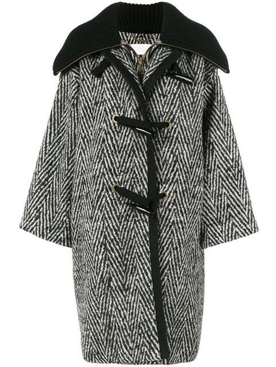 Shop Chloé Stripe Oversized Cocoon Coat  In Black