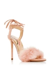 CHARLOTTE OLYMPIA Salsa Feather-Trimmed Suede Sandals