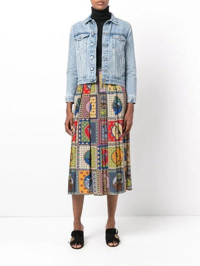 Shop Gucci Patchwork Scarf Print Skirt