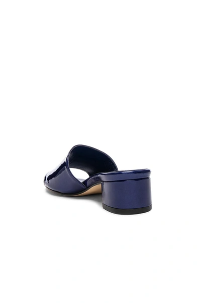 Shop Maryam Nassir Zadeh Patent Leather Sophie Slides In Blue, Metallics. In Blue Sparkle