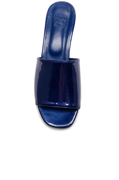 Shop Maryam Nassir Zadeh Patent Leather Sophie Slides In Blue, Metallics. In Blue Sparkle