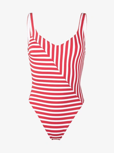 Shop Araks Harley Striped Swimsuit In Red