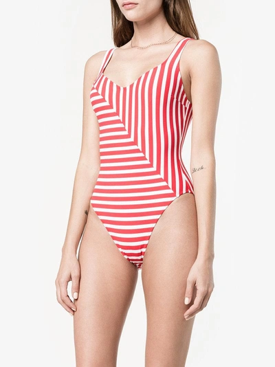 Shop Araks Harley Striped Swimsuit In Red