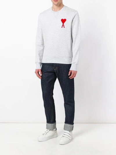 Shop Ami Alexandre Mattiussi Ami De Coeur Sweatshirt - Grey