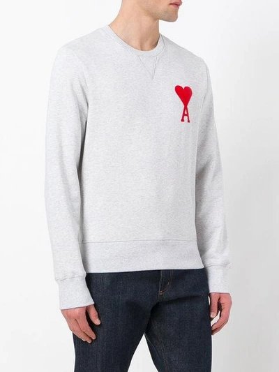 Shop Ami Alexandre Mattiussi Ami De Coeur Sweatshirt - Grey