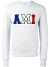 Ami Alexandre Mattiussi Grey Tricolor Logo Sweatshirt