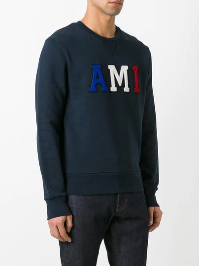 Shop Ami Alexandre Mattiussi Ami Logo Sweatshirt - Blue