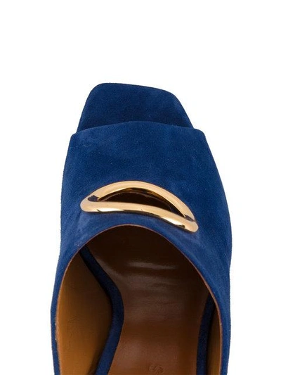 Shop Neous Blue Suede Gold Ring 85 Mules
