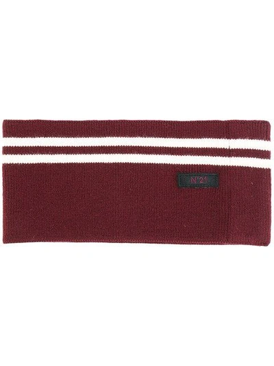 Shop N°21 Striped Knit Ribbed Belt In Red