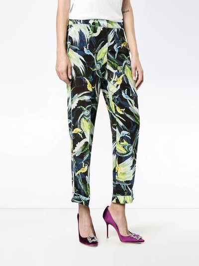 Shop Erdem Giulia Night Bird Print Trousers In Multicolour
