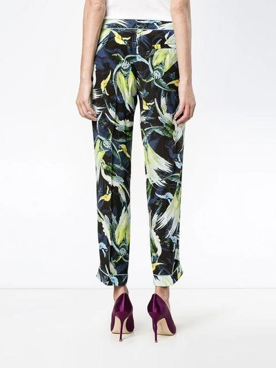 Shop Erdem Giulia Night Bird Print Trousers In Multicolour