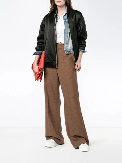 Shop Chloé Micro Check Wide-leg Trousers - Multicolour