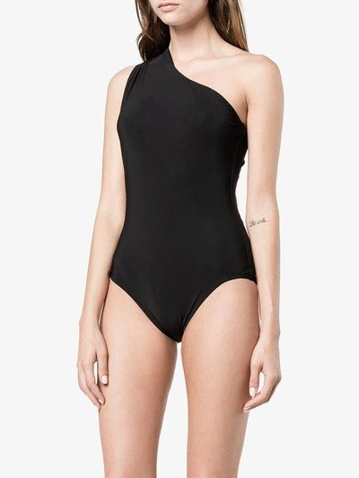 Shop Araks Melika One Shoulder Swimsuit In Black
