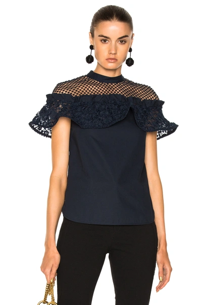 Shop Self-portrait Hudson Top In Navy