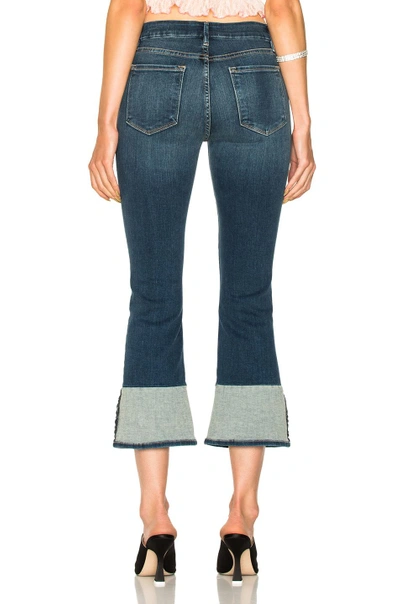 Shop Frame Denim Le Crop Mini Boot Reverse Overlock Cuff In Blue.  In Clifton