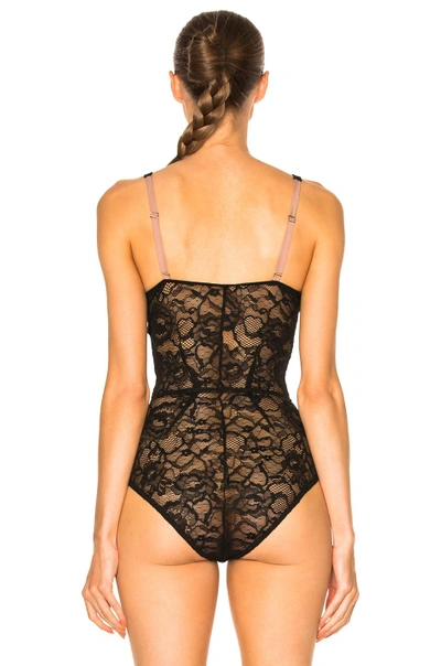 Shop Fleur Du Mal Chat Noir Lace Plunge Bodysuit In Black.