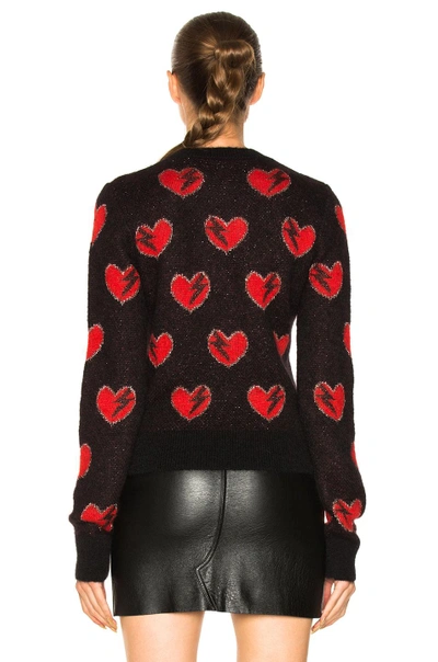 Shop Saint Laurent Heart Print Sweater In Black