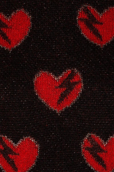 Shop Saint Laurent Heart Print Sweater In Black