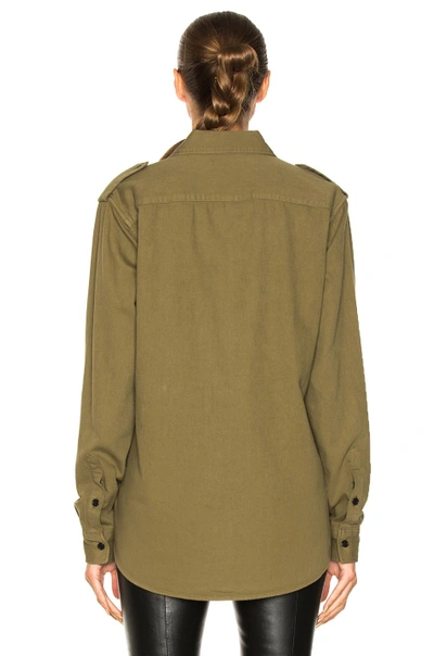 Shop Saint Laurent Oversized Army Shirt In Green