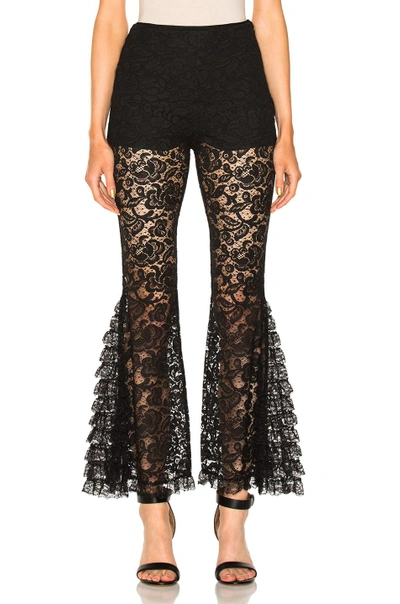 Shop Givenchy Lace Flared Pants In Black