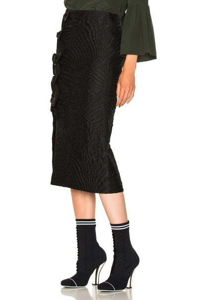 Shop Fendi Bow Detail Slit Pencil Skirt In Black
