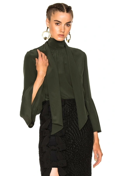 Shop Fendi Bell Sleeve Blouse In Green