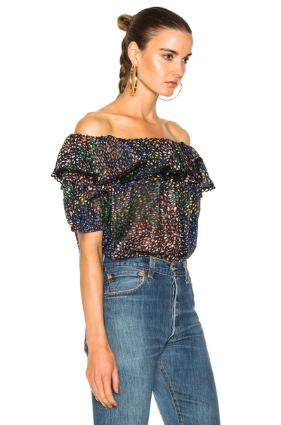 Shop Chloé Chloe Firework Lurex Crepon Blouse In Blue,abstract