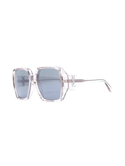 Shop Saint Laurent Eyewear Monogram M2 Sunglasses - Nude & Neutrals