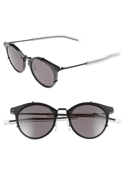 Shop Dior 48mm Round Sunglasses In Shiny Matte Black