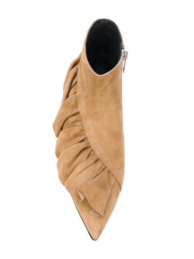 Shop Jw Anderson Ruffle Trim Ankle Boots - Brown