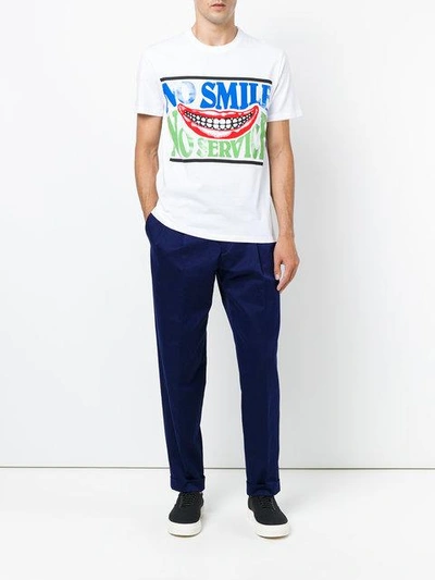 Shop Stella Mccartney No Smile No Service Print T-shirt - White